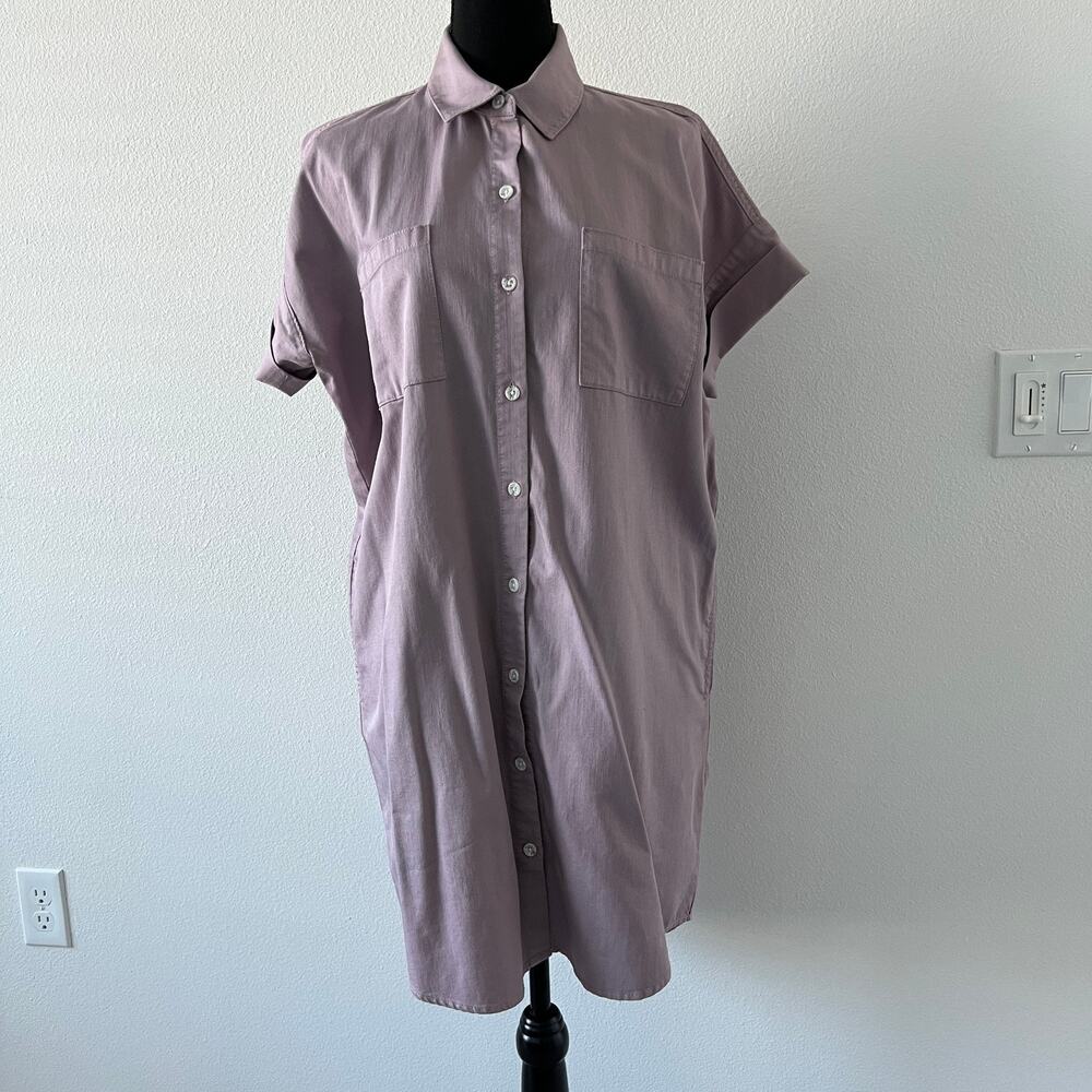 Oat New York Shirt Dress Small Lilac Purple Button Up Oversized